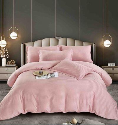 Lenjerie de pat damasc albastru royal, 6 piese, cu elastic