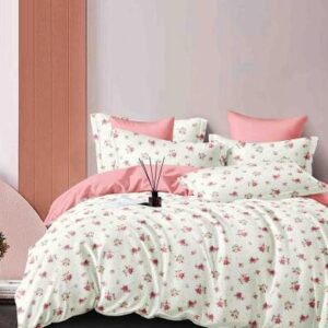 Lenjerie de pat finet alb cu floricele, 6 piese