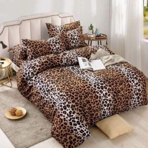 Lenjerie de pat finet leopard maro, 6 piese