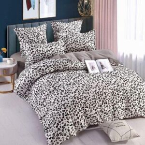 Lenjerie de pat finet leopard roz, 6 piese