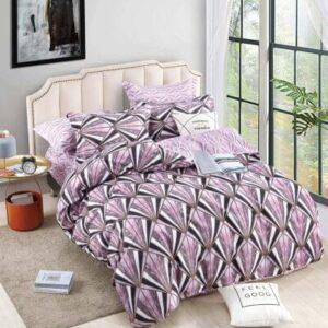Lenjerie de pat finet mov geometric, 6 piese