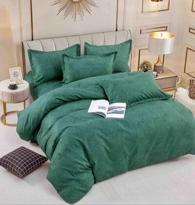 Lenjerie de pat finet verde, 6 piese