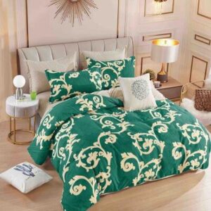 Lenjerie de pat finet verde baroc, 6 piese