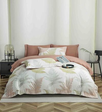 Lenjerie de pat finet LUX floral crem, 6 piese, cu elastic