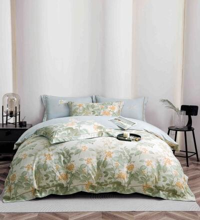 Lenjerie de pat finet LUX floral mov, 6 piese, cu elastic