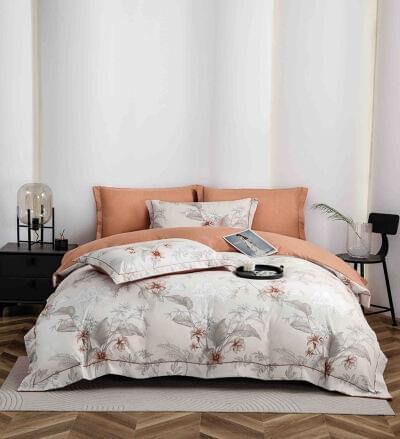 Lenjerie de pat finet LUX floral roz, 6 piese, cu elastic
