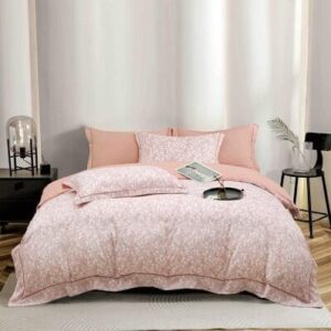 Lenjerie de pat finet LUX roz floral, 6 piese, cu elastic