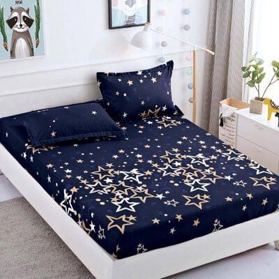 Husă de pat cu elastic 180x200, bleumarin cu stele aurii