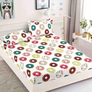 Husă de pat cu elastic 180x200, model colorat cu gogoși