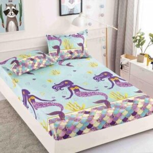 Husă de pat cu elastic 180x200, model unicorn pentru copii