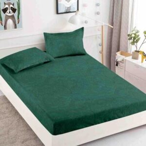 Husă de pat cu elastic 180x200, verde închis uni