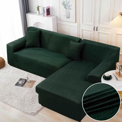 Husă de canapea colțar elastică verde inchis