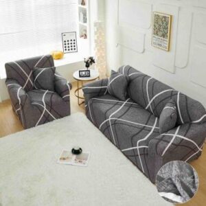 Husă de canapea elastică negru abstract, mărime L (180-230 cm)