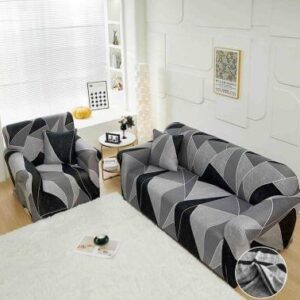 Husă de canapea elastică alb-negru abstract, mărime M (140-180 cm)