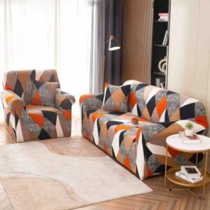 Husă de canapea elastică negru cu galben, mărime M (140-180 cm)