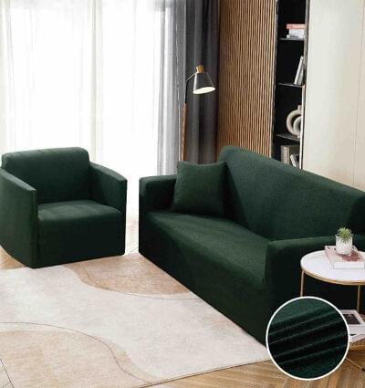 Husă de canapea elastică verde inchis, mărime M (140-180 cm)