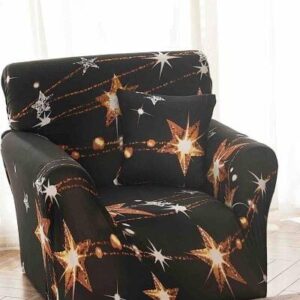 Husă de canapea elastică alb cu frunze, mărime S (90-140 cm)