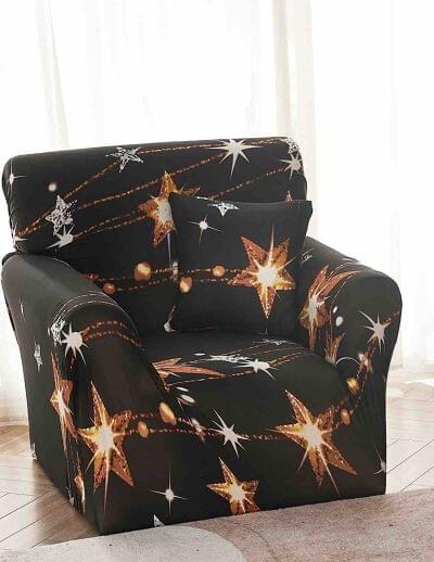 Husă de canapea elastică alb cu frunze, mărime S (90-140 cm)