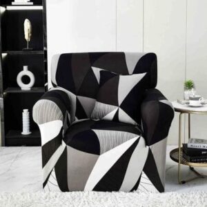 Husă de canapea elastică alb-negru, mărime S (90-140 cm)