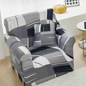 Husă de canapea elastică alb-negru geometric, mărime S (90-140 cm)