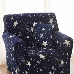 Husă de canapea elastică bleumarin cu frunze, mărime S (90-140 cm)