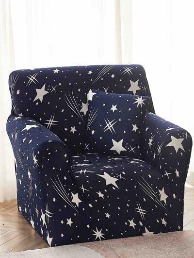 Husă de canapea elastică bleumarin cu frunze, mărime S (90-140 cm)