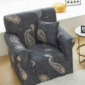 Husă de canapea elastică bleumarin geometric, mărime S (90-140 cm)