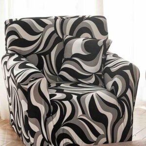 Husă de canapea elastică crem floral, mărime S (90-140 cm)