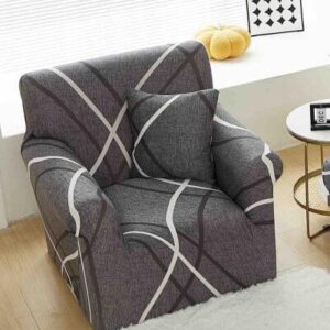 Husă de canapea elastică gri abstract, mărime S (90-140 cm)