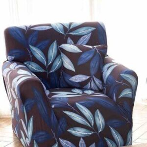 Husă de canapea elastică gri cu frunze, mărime S (90-140 cm)
