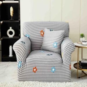 Husă de canapea elastică gri floral, mărime S (90-140 cm)