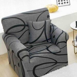Husă de canapea elastică gri marmura, mărime S (90-140 cm)