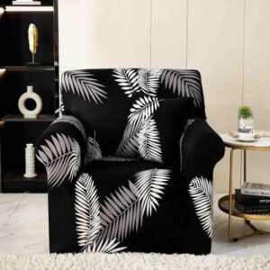 Husă de canapea elastică negru abstract, mărime S (90-140 cm)