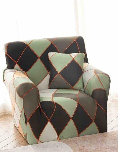 Husă de canapea elastică verde frunze, mărime S (90-140 cm)