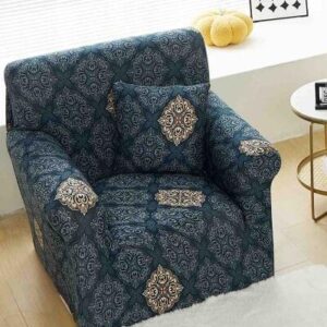Husă de canapea elastică verde geometric, mărime S (90-140 cm)