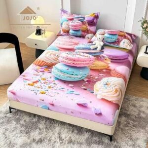 Husă de pat cu imprimare digitală dulciuri pastel, 3 piese