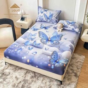 Husă de pat cu imprimare digitală lup albastru, 3 piese