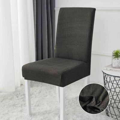 Husă scaun cu elastic antracit, set 6 bucăți