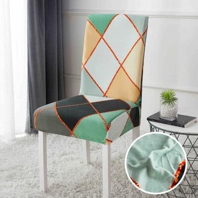 Husă scaun cu elastic geometric pastel, set 6 bucăți
