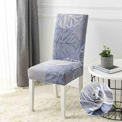 Husă scaun cu elastic lila cu model, set 6 bucăți
