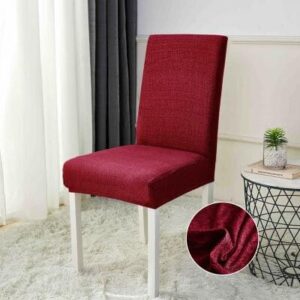 Husă scaun cu elastic roșu, set 6 bucăți