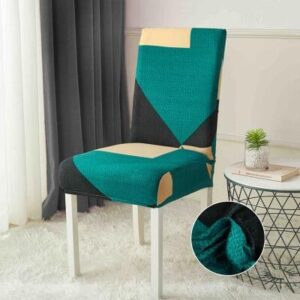 Husă scaun cu elastic turcoaz, set 6 bucăți
