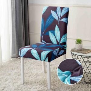 Husă scaun cu elastic turcoaz abstract, set 6 bucăți