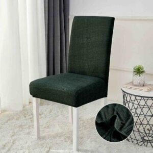 Husă scaun cu elastic verde, set 6 bucăți