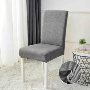 Husă scaun cu elastic verde măsliniu, set 6 bucăți