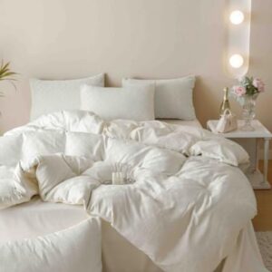 Lenjerie de pat finet jacquard ivoire, 6 piese