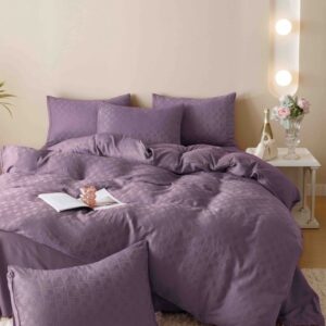Lenjerie de pat finet jacquard mov, 6 piese