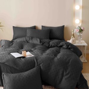 Lenjerie de pat finet jacquard negru, 6 piese